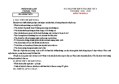 Đề kiểm tra học kỳ I môn Tin học 6 - Năm học 2021-2022 (Có đáp án)